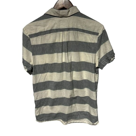 PrAna Gray/White Striped Hemp Shirt Size Small - Picture 2 of 8